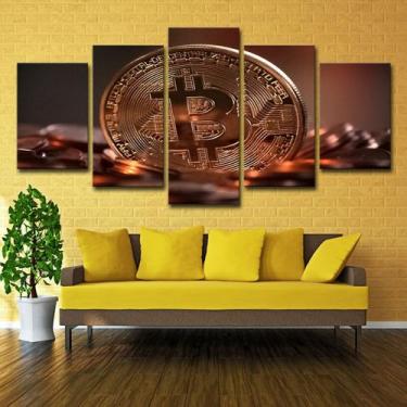 Imagem de Pôsteres de pintura de parede em tela Bitcoin Anime 5 Panels - yiweisa