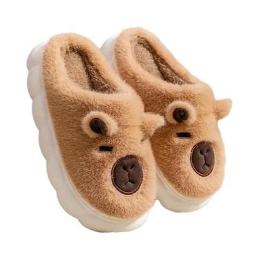Imagem de Pantufas De Inverno Unissex Com Forro De Pelúcia, Sola Grossa E Espuma