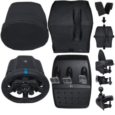 Imagem de Qualicapas Kit de Capas Protetoras para Volante, Base e Pedais G29 G920 G923 + Capa para Câmbio Driving Force Shifter Simulador Gamer Logitech