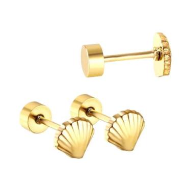 Imagem de Brincos De Aço Inoxidável Mini, Fofos, Com Formato De Coração, Borbole