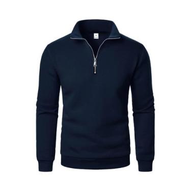 Imagem de Moletom Masculino Oversized Com Capuz E Meio Zíper, Gola Alta, Tendênc