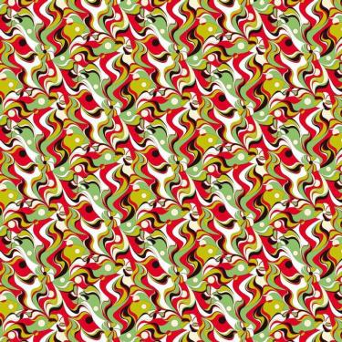 Imagem de Papel De Parede Abstrato Com Verde Vermelho Branco Adesivo