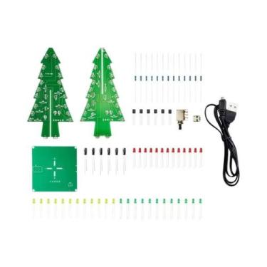 Imagem de Kit DIY De Árvore De Natal 3D LED Vermelho Verde Amarelo Com Circuito 