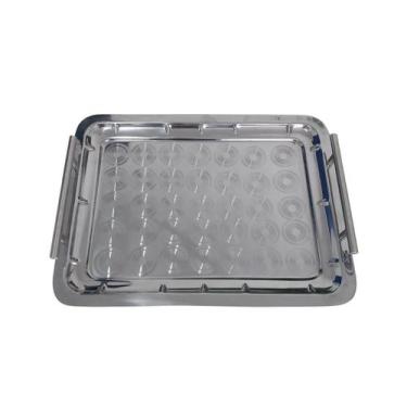 Imagem de Bandeja Grande c/ Alças Grande Retangular Servir Café Inox - Pantheon 