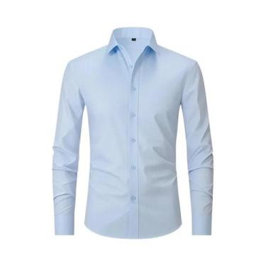 Imagem de Camisa Social Masculina Slim Fit XXL Manga Longa Cor Sólida Primavera 