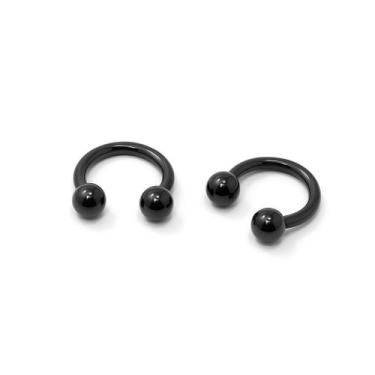 Imagem de Piercing Ferradura Preto Aço Cirúrgico 1.2mm - M2 Piercing, 6mm