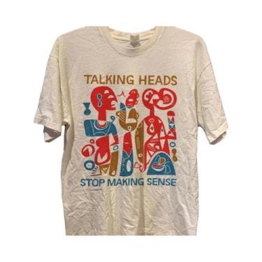 Imagem de Camiseta Unissex Branca Retro Americana Talking Head Moda De Verão Str