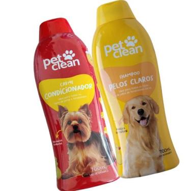 Imagem de Kit Condicionador + Shampoo Pelos Claros Pet Clean Cachorro