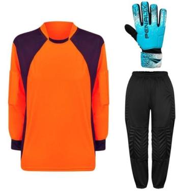 Imagem de Kit de Goleiro Camisa + Calça Acolchoada + Luva ADULTO - TRB E Penalty