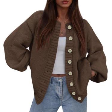 Imagem de Suéter PRETTYGARDEN 2025 Tricô Grosso Marrom XXL