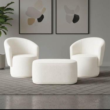 Imagem de Poltrona Kit 2 e Puff Orgânico Malu Max Bouclê M11 - D Rossi - DRossi,