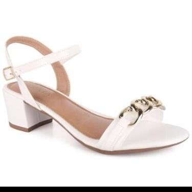 Imagem de Sandália Feminina Salto Bloco Baixo Grosso Corrente Metal Moda A3.147-Feminino