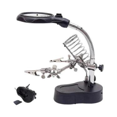 Imagem de Suporte Para Ferro De Solda 12X 3.5X Com Lupa De 2 LEDs E Estação De S