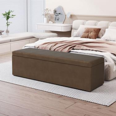 Imagem de Calçadeira Baú Lua em Veludo para Cama Box Casal Queen 160cm