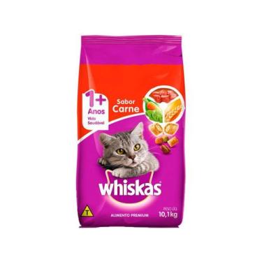 Imagem de Ração Whiskas Gatos Adultos Carne 10,1kg Premium com Prebióticos e Ôme