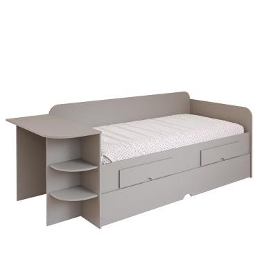 Imagem de Sofá Cama Helena com Escrivaninha e Cama Auxiliar em MDF Laqueado Fendi para Quarto Inf...