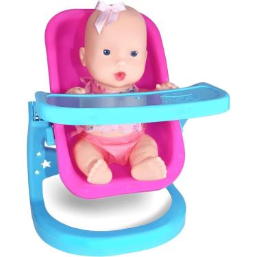 Imagem de Boneca Meu Beijinho Papinha para Brincar de Cuidar com Pratinho, Talheres e Cadeirinha...
