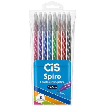 Imagem de Caneta Esferográfica Cis Spiro Cis Normal com Ponta 0,7MM e Escrita Suave 8 Cores Vibrantes para Uso Escolar
