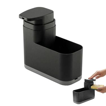 Imagem de Dispenser  Porta Esponja Sabonete Líquido Detergente 550ml  Preto Fosco - DT600PTF Ou