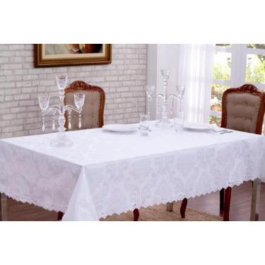 Imagem de Toalha De Mesa Jacquard Quadrada 1,35m x 1,35m - Jr Decorações, Branca