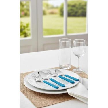 Imagem de Faqueiro 20 Peças Azul Leme Aço Inox Conforto Praticidade - Congratula