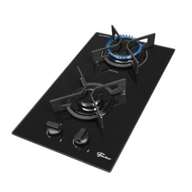 Imagem de Cooktop a Gás Fischer 2 Bocas Fit Line Trempe Iron, Preto, Bivolt