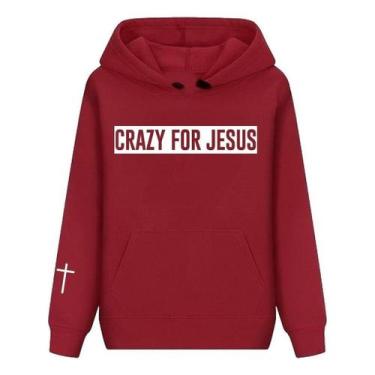 Imagem de Moletom Blusa De Frio Crazy For Jesus Religioso Gospel Lindo - MS STOR