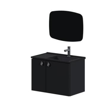 Imagem de Armário Banheiro Aço 60cm Tarumã Preto com Lavatório Preto - P103358 -