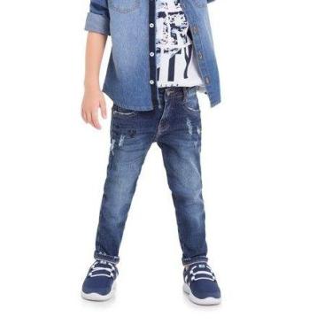 Imagem de Calça Comprida Infantil Jeans destroyed Colegial 1 A 8 Anos Revenda - 