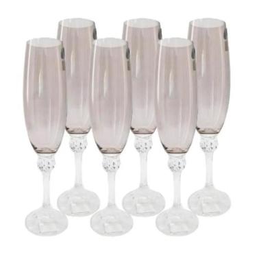 Imagem de Taça de Champanhe C/6 Gastro Fumê Cristal 220ml Lyor - rojemac