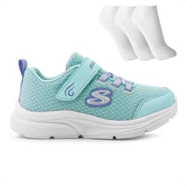 Imagem de Tênis Skechers Wavy Lites Blissfully Free Infantil + 3 Pares de Meias,