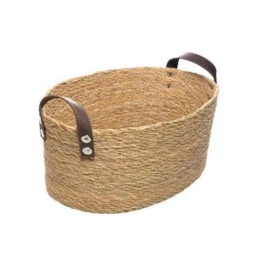Imagem de Cestos Organizadores P em Fibra Natural com Alça de Couro - ROJEMAC