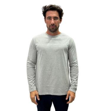 Imagem de Camiseta Hering Básica Manga Longa Masculina, P, Mescla