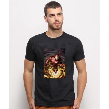 Imagem de Camiseta masculina Preta algodao Homem de Ferro Marvel Desenho