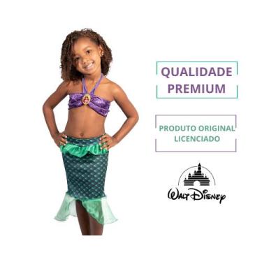 Imagem de Fantasia luxo ariel pequena sereia infantil original-disney, P (03 A 0