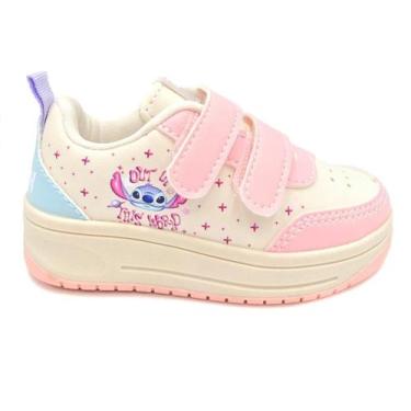 Imagem de Tênis Dyan Disney Stitch tiras autocolantes, 26, Branco, Rosa, Azul
