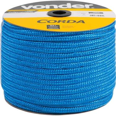 Imagem de Corda Trançada Multifilamento 12mm X 140m para Amarração de Fardos e Redes Agrícolas Azul Vonder