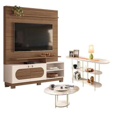 Imagem de Estante Home Theater Axis Com Mesa De Centro Sky Com Tampo De Vidro E 