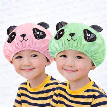 Imagem de Kit 2 Toucas de Banho Infantil com Cheirinho  PVC Reutilizável Panda -