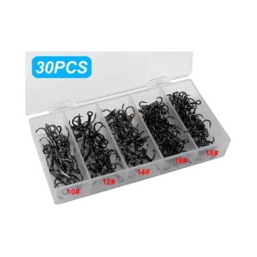 Imagem de Anzóis Triplos De Ângulo Pequeno 30 Peças 8-18  Kit De Iscas De Pesca 