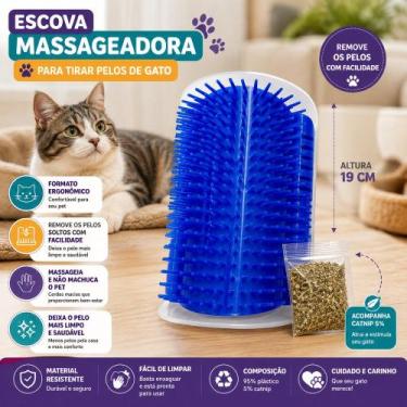 Imagem de Escova Massageadora para Gatos com Catnip Azul BUPPY PET