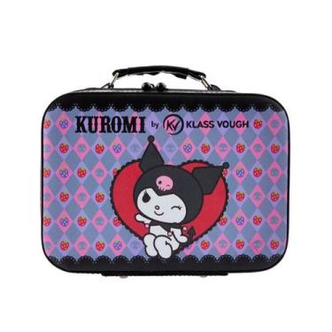 Imagem de Mini Bolsa Kuromi para Acessórios e Maquiagem Com Espelho Preta e Lilá