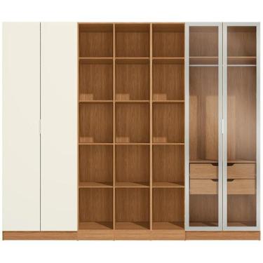Imagem de Conjunto Modulado K018 com 4 Portas Sendo 2 em Vidro e 4 Gavetas 5 Peç
