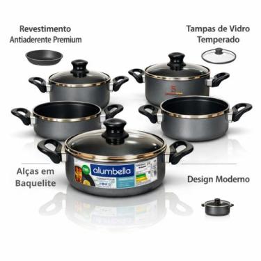 Imagem de Conjunto Panelas Antiaderente 10 Peças Teflon Várias Cores Cor:Vanilha