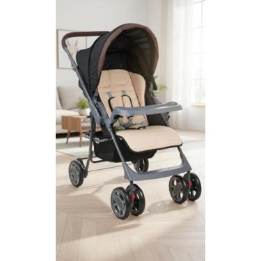 Imagem de Carrinho de Bebê Reclinável com Bandeja Marrom - Congratulations Store