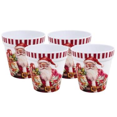Imagem de Kit 4 Potes Multiuso Natalino em Melamina Prime Papai Noel Vintage 11x