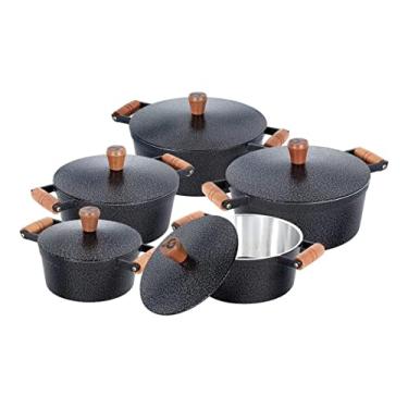 Imagem de KIT 5 Panelas de Alumínio Fundido - GIMENES (Preto Craquelado)