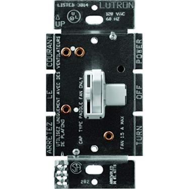 Imagem de Lutron Controle de ventilador alternador de 3 velocidades, 1,5 a polo único/3 vias TGFSQ-FH-WH, branco