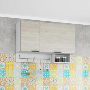 Imagem de Armário Basculante Bartira Rubi com 2 Portas, 2 Prateleiras e Suporte para Utensílios