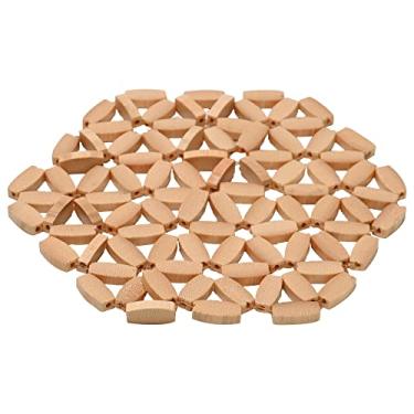 Imagem de Mimo Style Descanso de Panela de Bambu Formato Hexagonal, Sustentável e Resistente ao Calor para Pratos e Potes Quentes. Material de Qualidade, Resistente, Elegante e Multiuso 16cm
